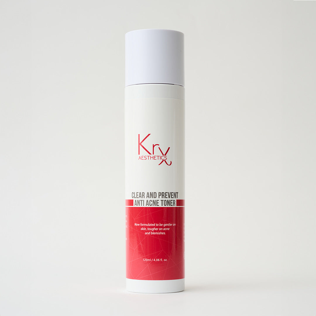 white bottle of skincare toner with a red label