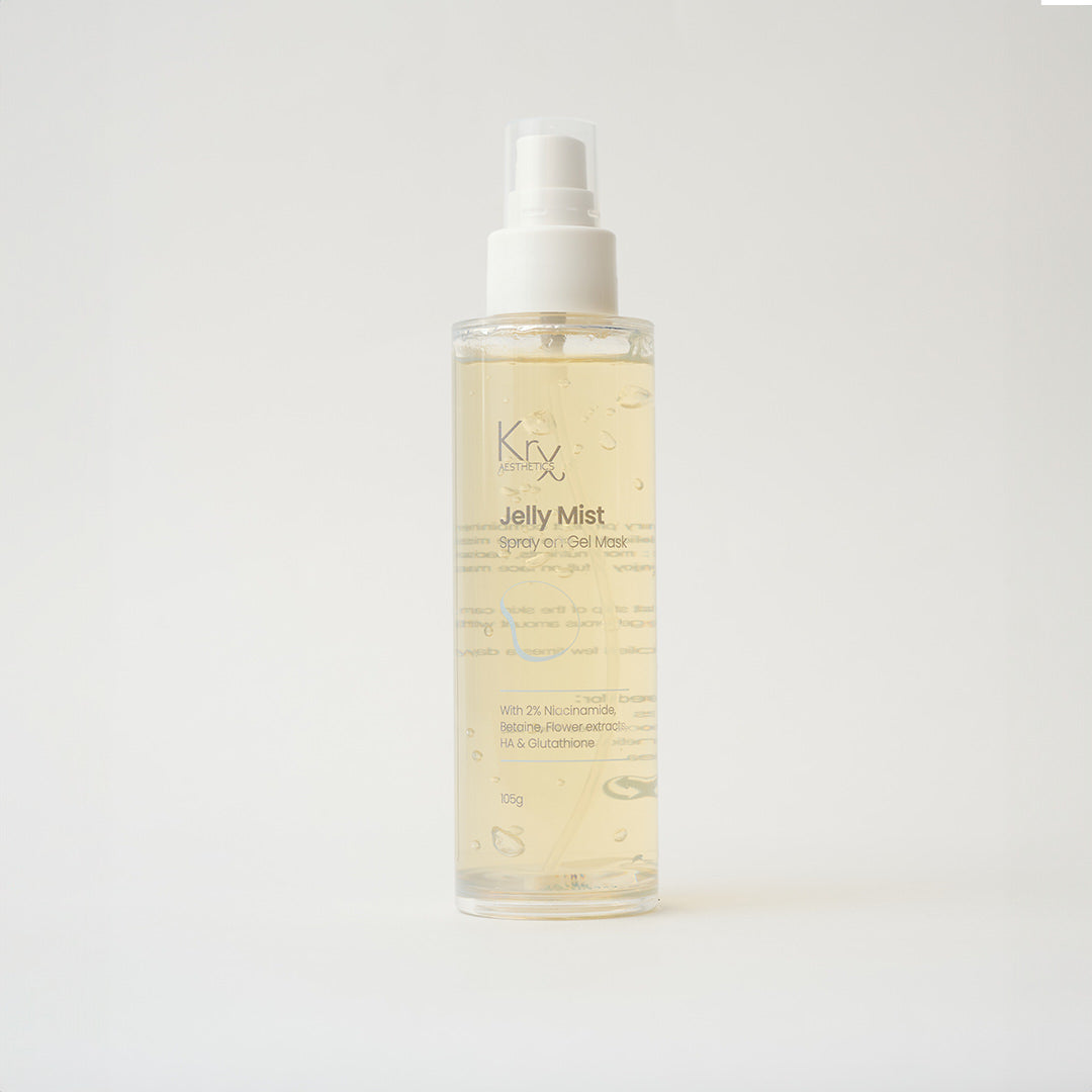 spray on face mask in clear bottle