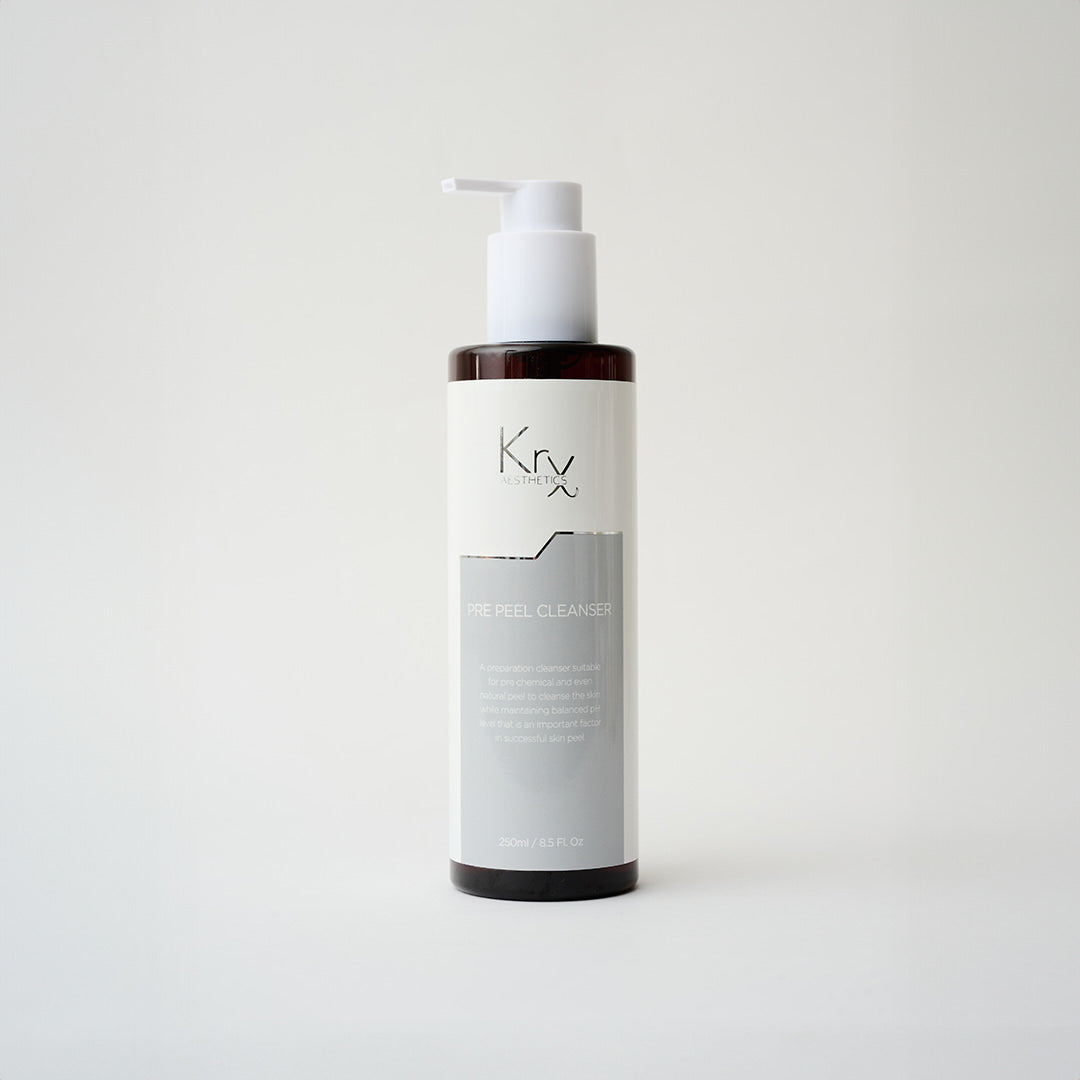 black pump bottle of facial cleanser with white label