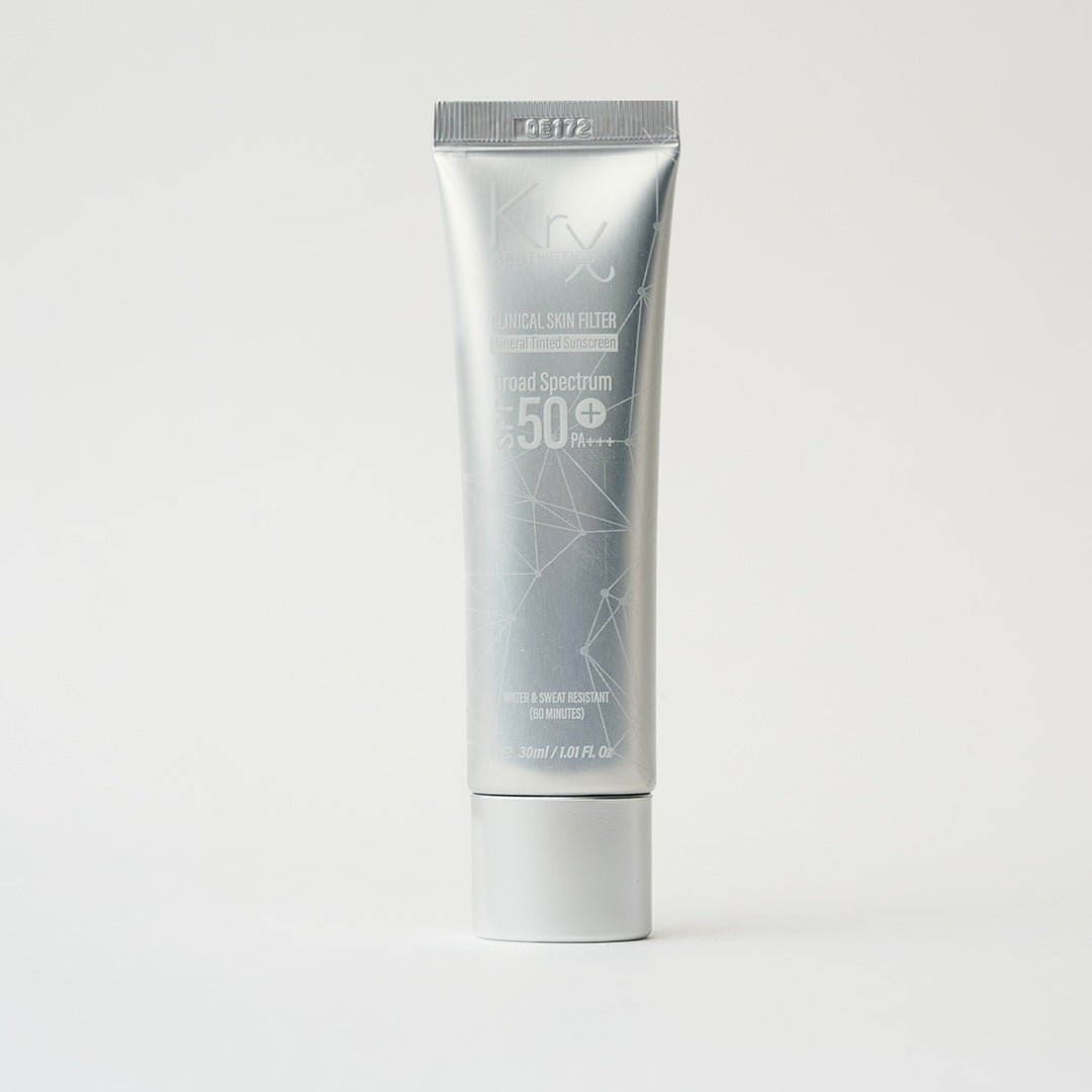 silver squeeze bottle of tinted sunscreen